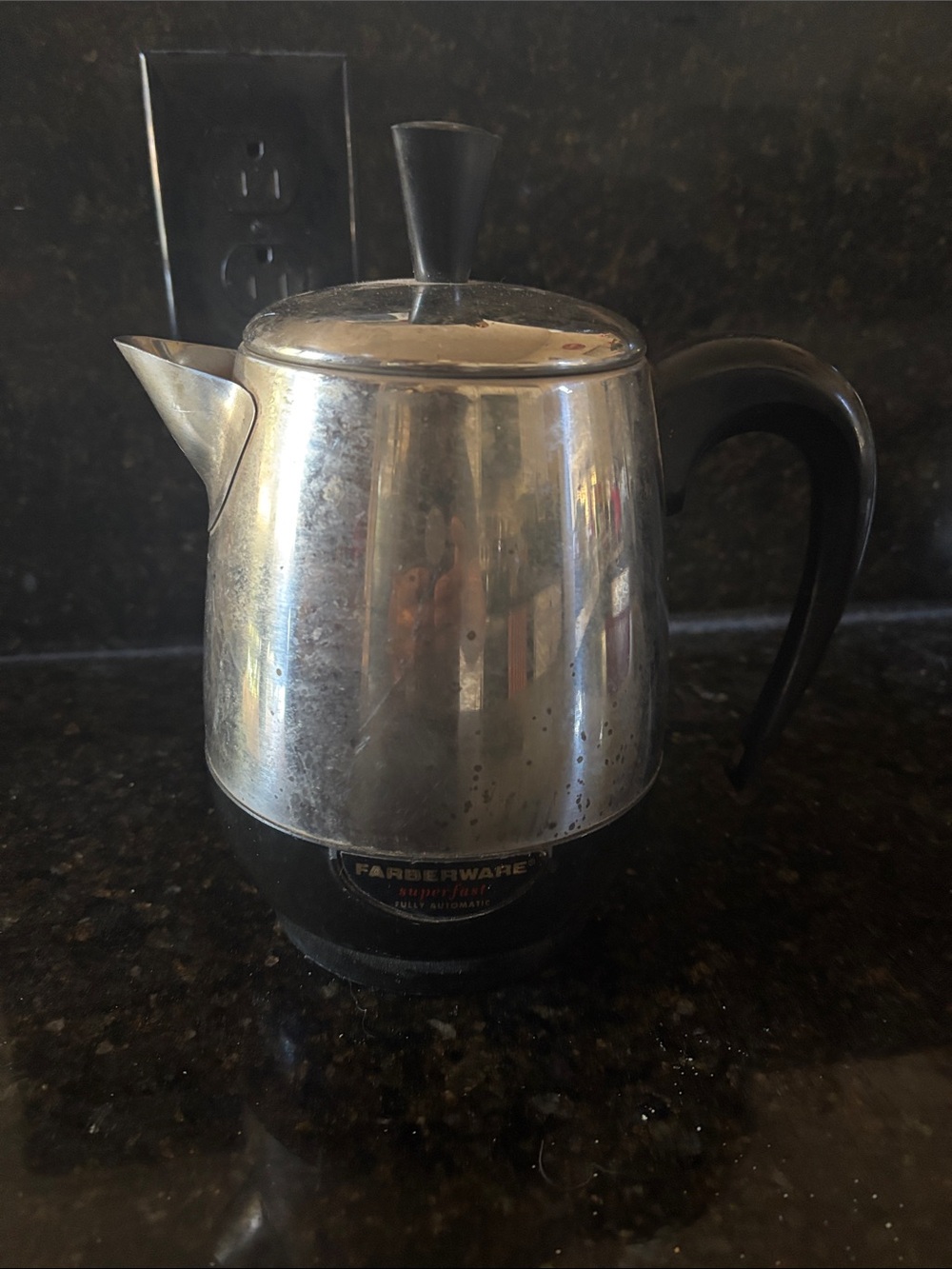 Farberware Silver Stainless Steel Coffee Percolator with Black Handle